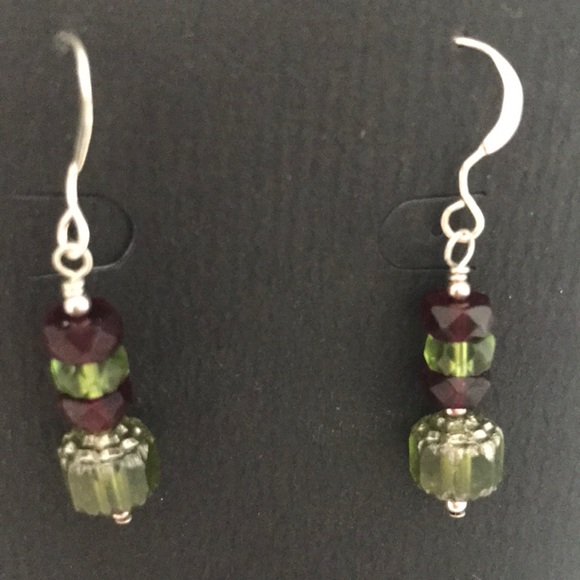 Artisan fire polish glass sterling earrings - Picture 1 of 5